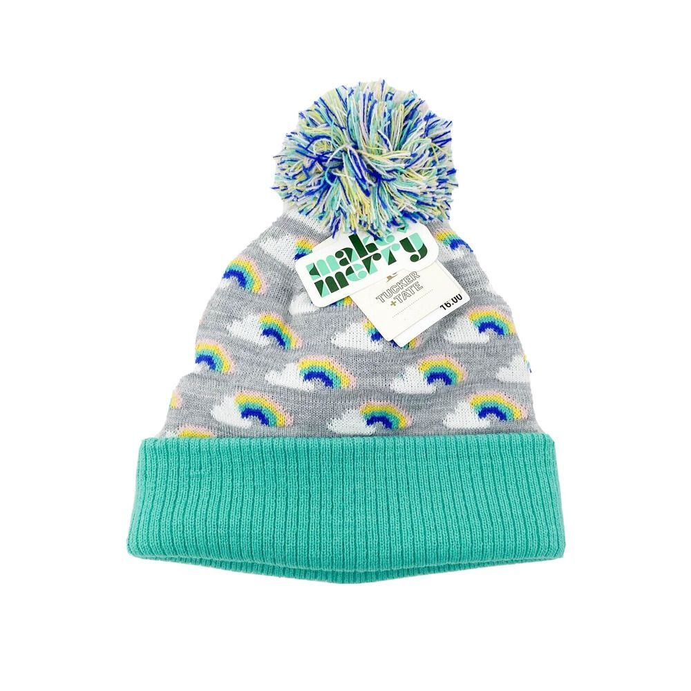 Tucker + Tate Girls Rainbow Pom Pom Beanie One Size NWT